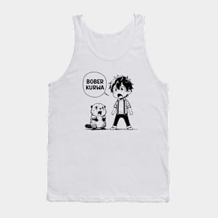 Funny Polish Internet Meme Bobr Bober Kurwa Anime Manga Tank Top